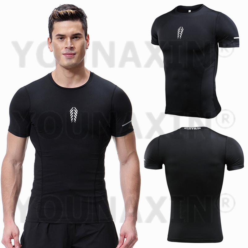 T Shirt Tight Fit - Herren Kurzarm T-Shirt Fitnessstudio Laufen Fitness